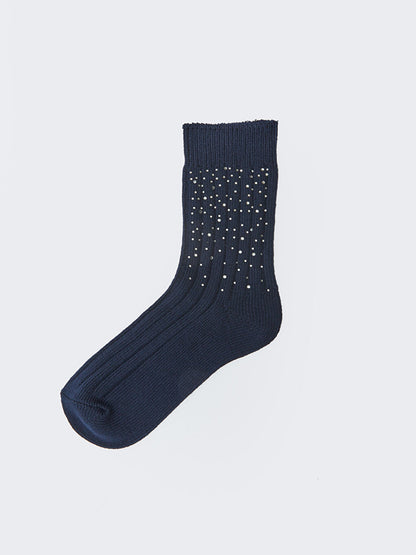 Shiny Stone Printed Women's Sock Socks