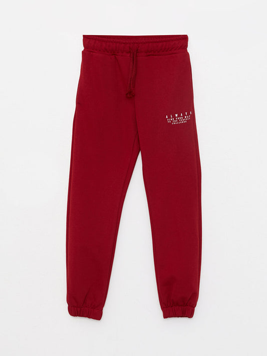 Printed Girls' Jogger Sweatpants with Elastic Waist