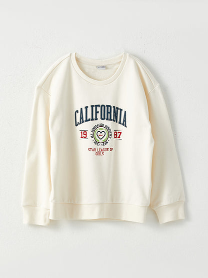 Crew Neck Printed Long Sleeve Girl's Sweatshirt