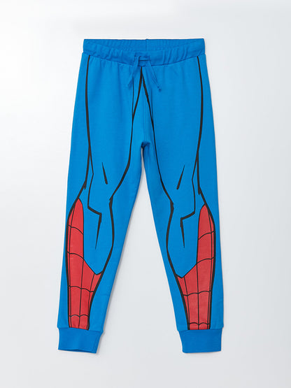 Crew Neck Spiderman Printed Long Sleeve Boy's Sweatshirt and Sweatpants