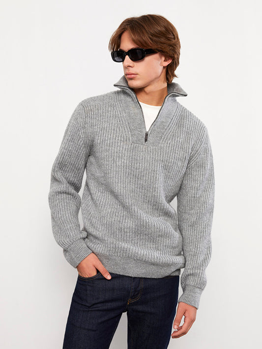 High Collar Long Sleeve Men's Knitwear Sweater