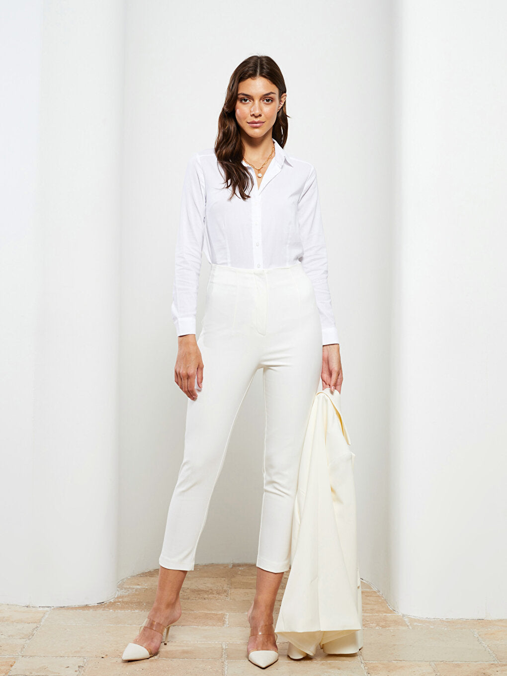 Front Button Closure Plain Poplin Women's Shirt