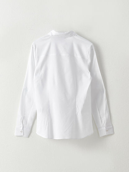 Front Button Closure Plain Poplin Women's Shirt