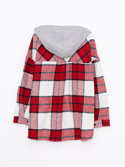 Hooded Plaid Long Sleeve Flannel Oversize Women's Lumberjack Shirt Jacket