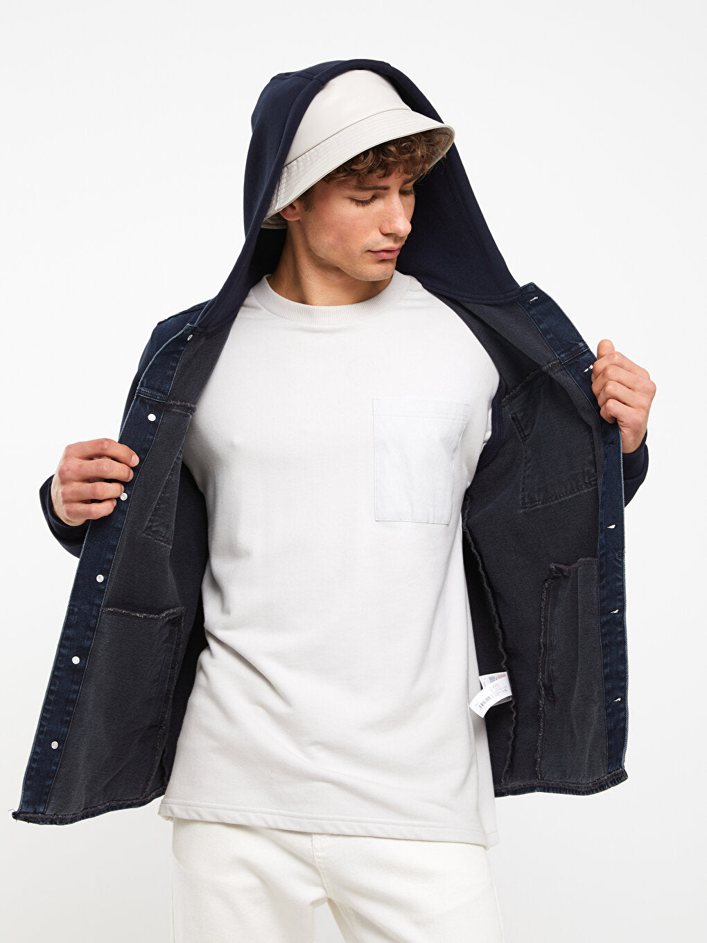 Standard Fit Hooded Men's Jean Jacket