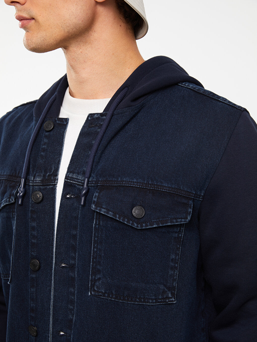 Standard Fit Hooded Men's Jean Jacket