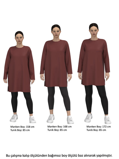 High Collar Plain Long Sleeve Women's Tunic