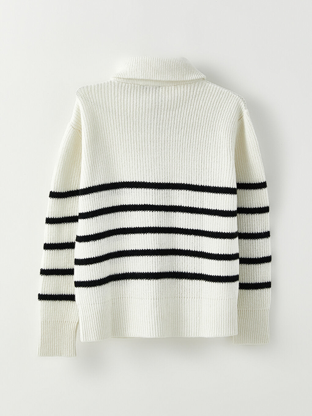 Polo Neck Striped Long Sleeve Women's Knitwear Sweater