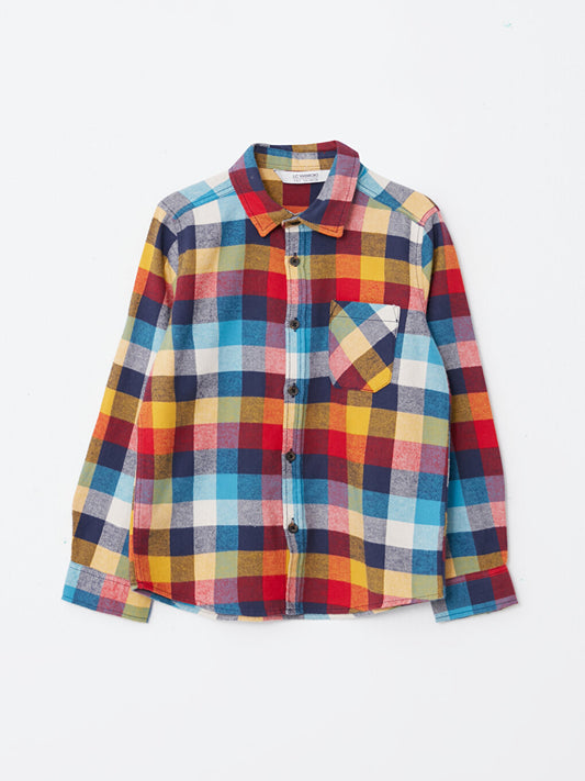 Plaid Long Sleeve Gabardine Boy's Shirt