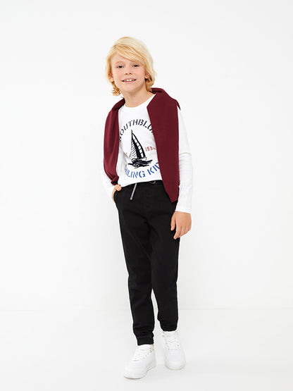 Basic Boy's Jean Jogger Trousers with Elastic Waist