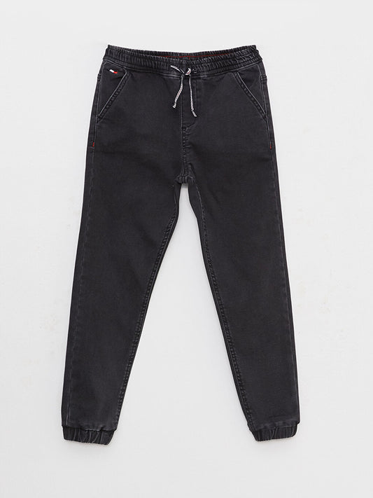 Basic Boy's Jean Jogger Trousers with Elastic Waist