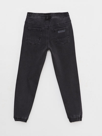 Basic Boy's Jean Jogger Trousers with Elastic Waist