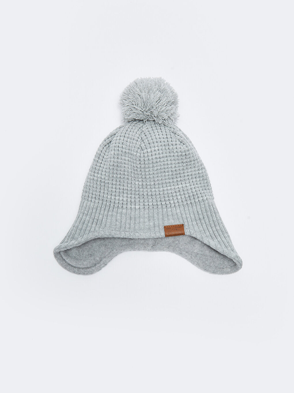 Label Embroidered Pompom Boy's Beanie