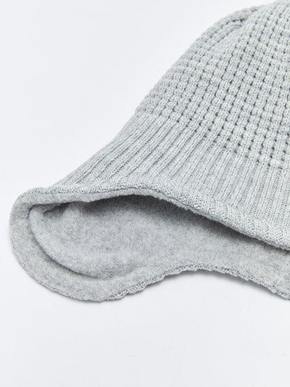 Label Embroidered Pompom Boy's Beanie