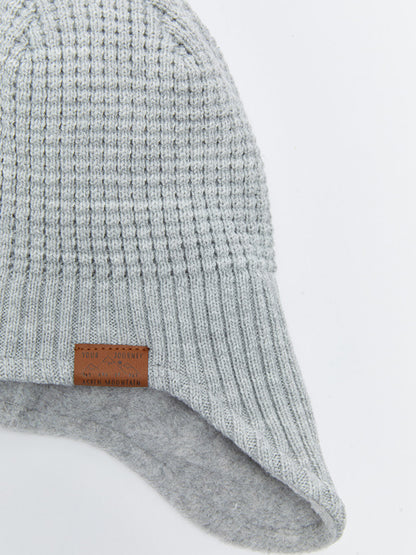 Label Embroidered Pompom Boy's Beanie