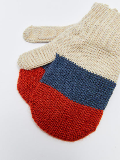 Color Blocked Boy's Scarf, Beret and Gloves Set