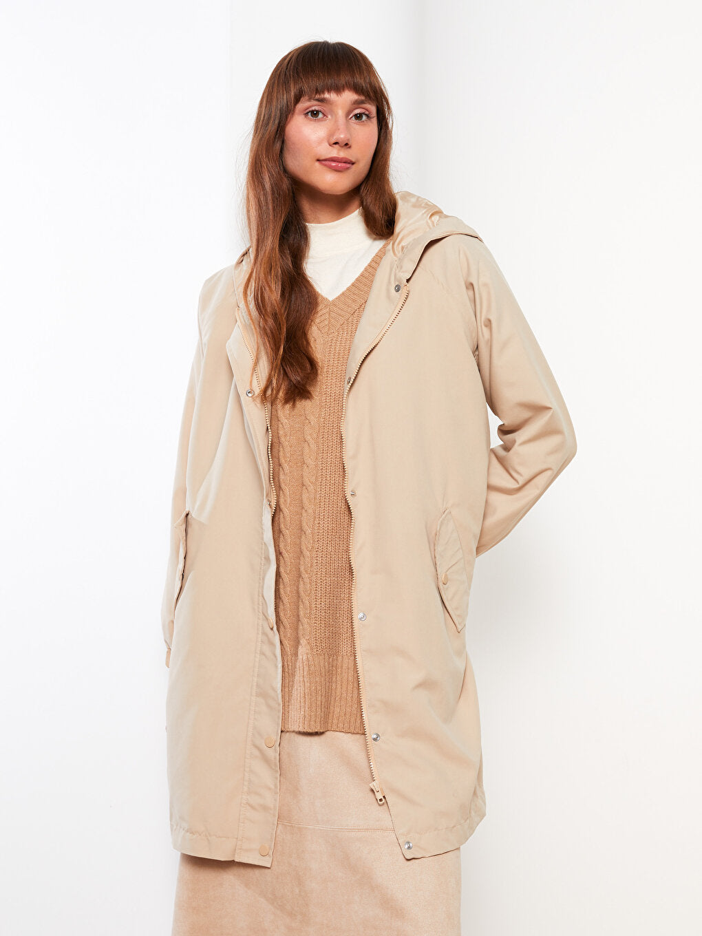 Women's Hooded Plain Coat