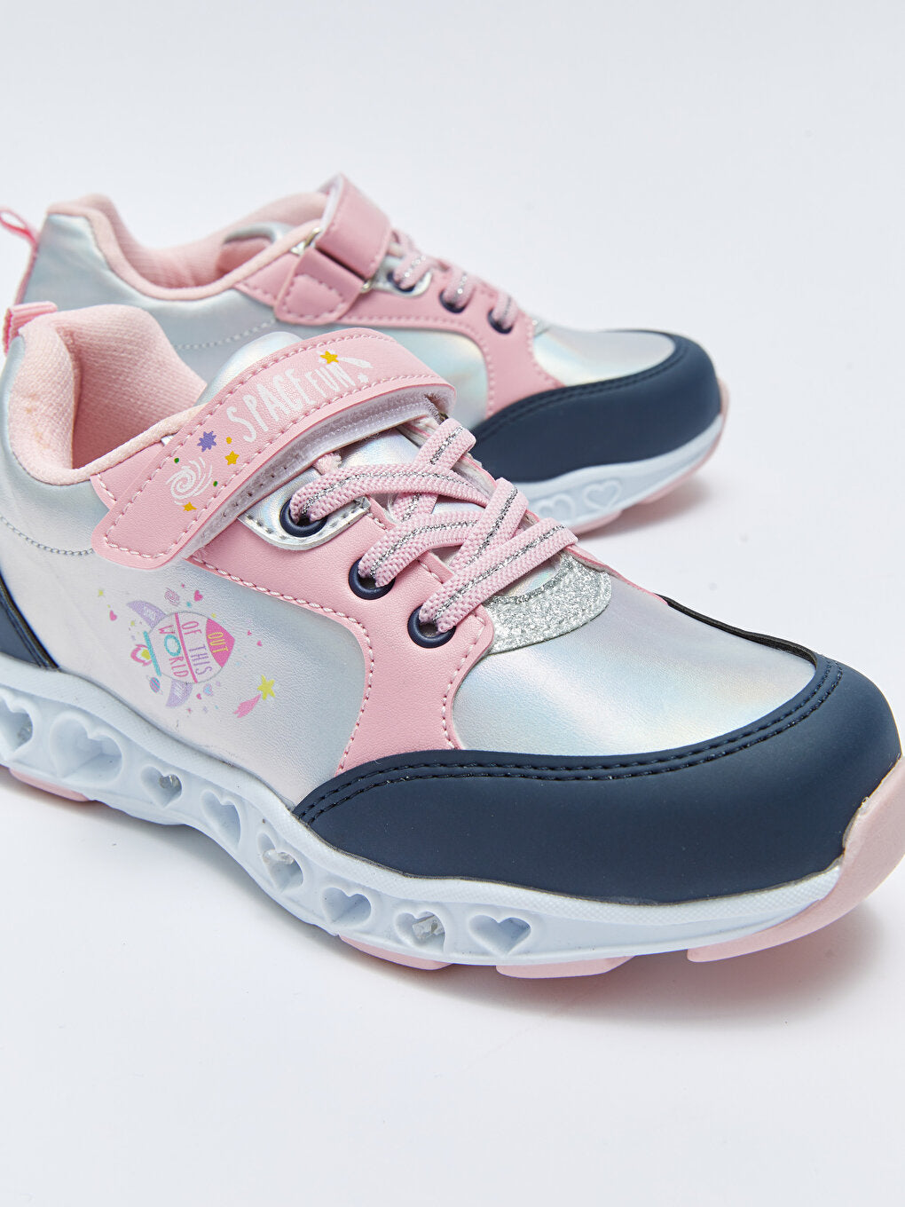 Printed Velcro Lighted Girls' Sports Shoes