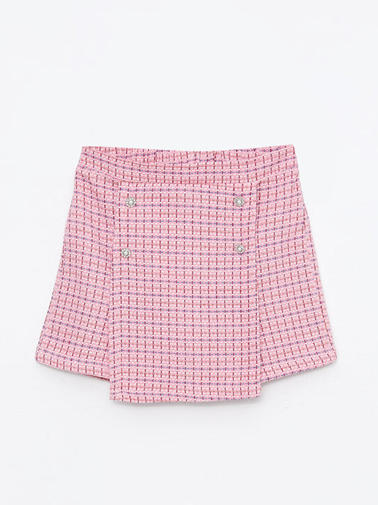 Patterned Girl's Shorts Skirt with Elastic Waist