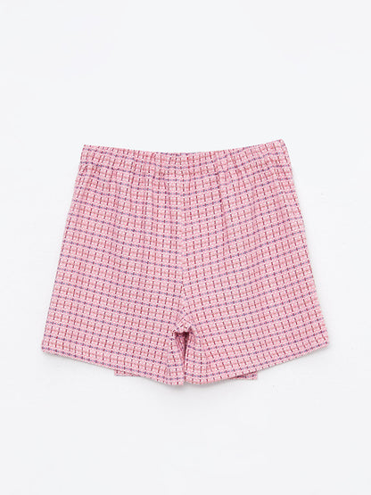 Patterned Girl's Shorts Skirt with Elastic Waist