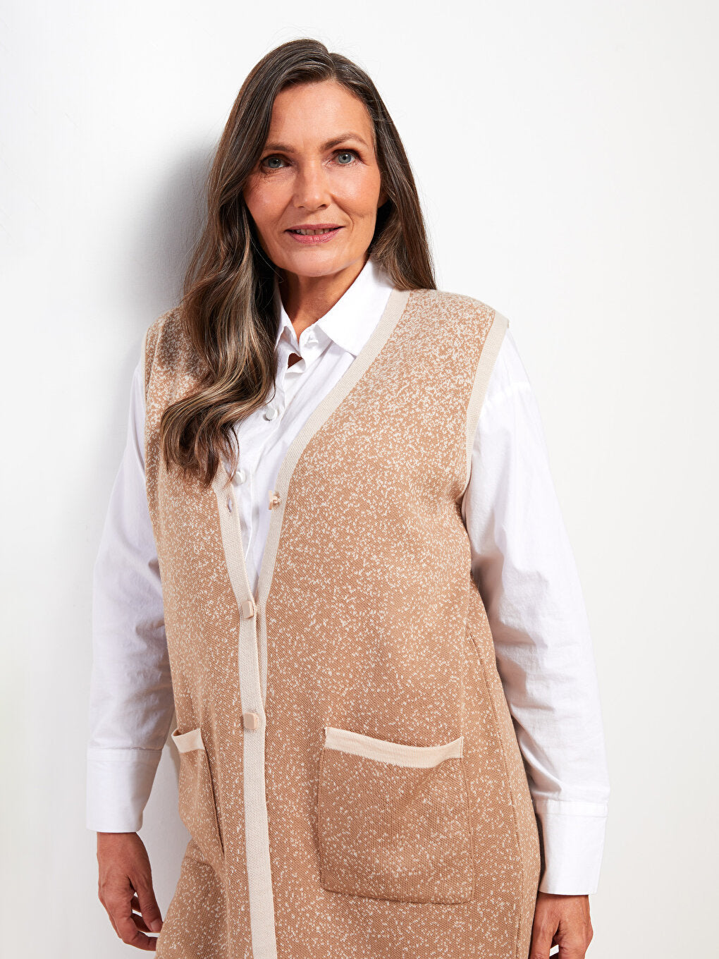 V-Neck Patterned Women's Knitwear Vest