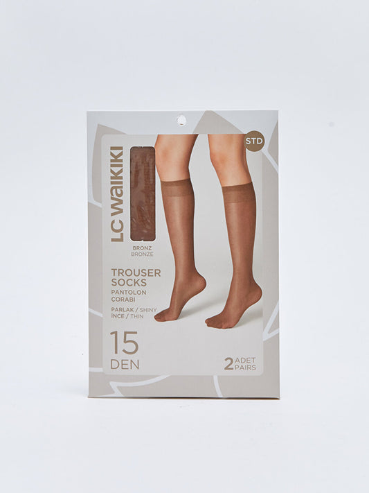 Women's 15 Denier Plain Knee High Socks Pack of 2