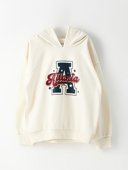 Hooded Printed Long Sleeve Girl's Sweatshirt