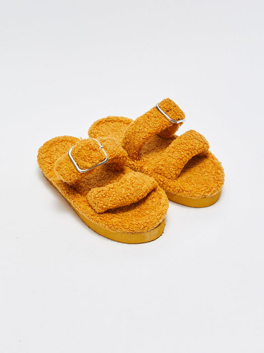 Double Banded Plush Women Home Slippers