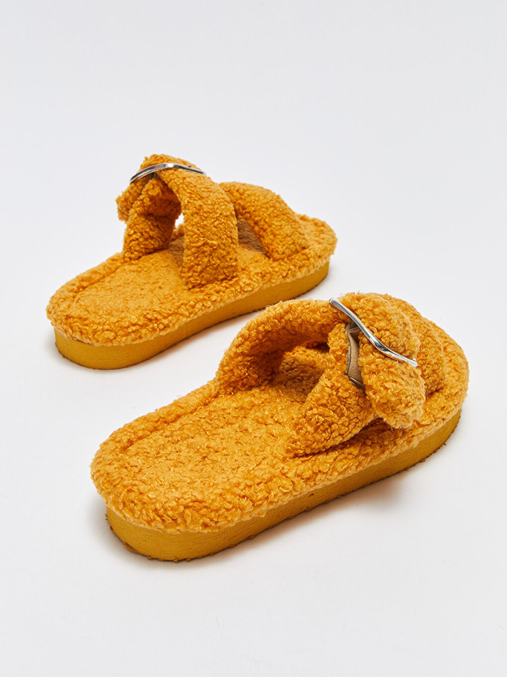 Double Banded Plush Women Home Slippers