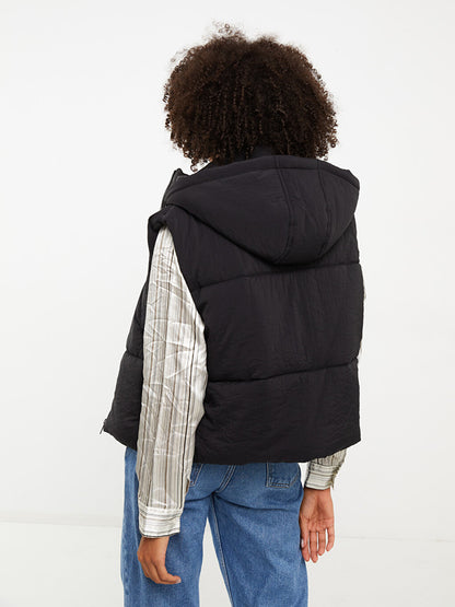 Women's Hooded Plain Puffer Vest