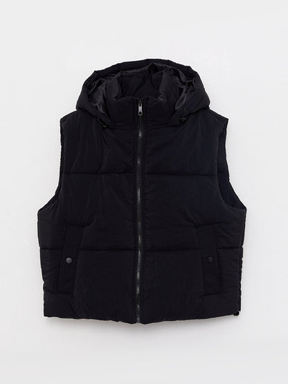 Women's Hooded Plain Puffer Vest