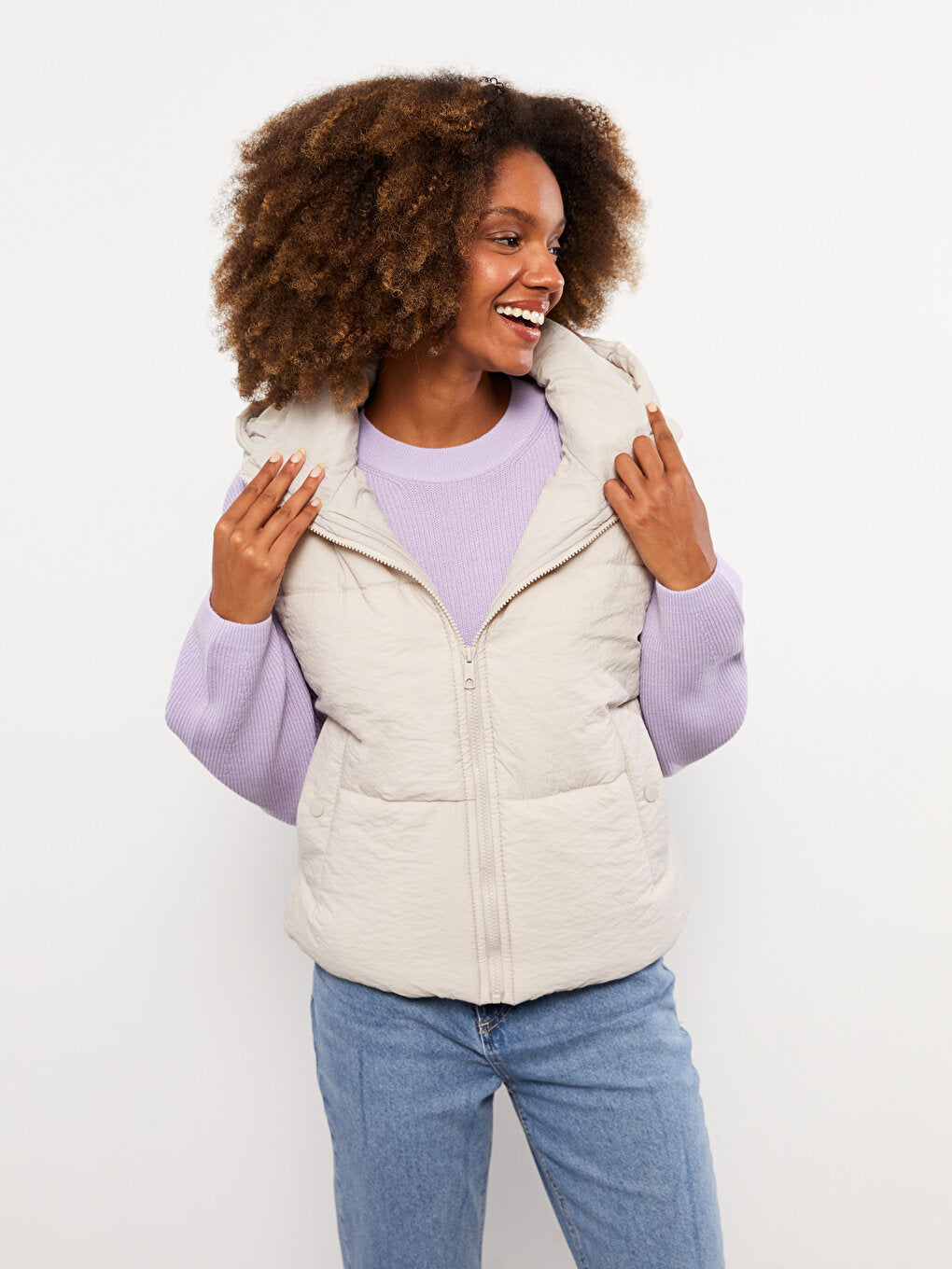 Women's Hooded Plain Puffer Vest