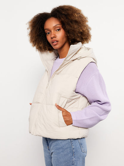 Women's Hooded Plain Puffer Vest