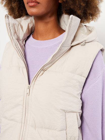 Women's Hooded Plain Puffer Vest