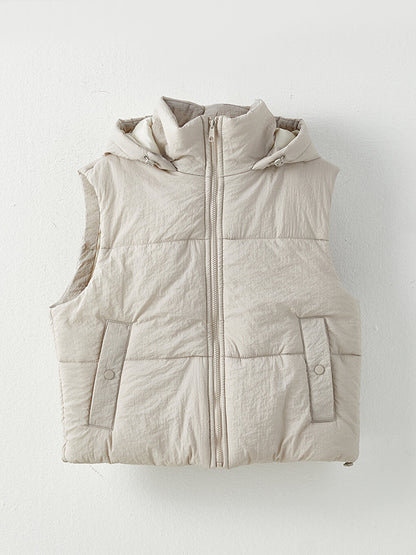 Women's Hooded Plain Puffer Vest