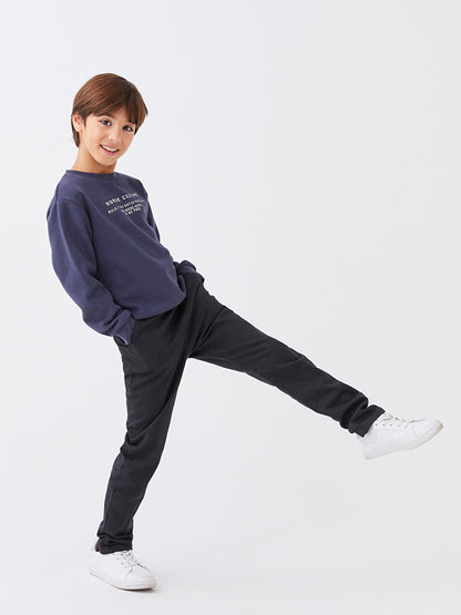 Basic Gabardine Boy's Trousers with Elastic Waist