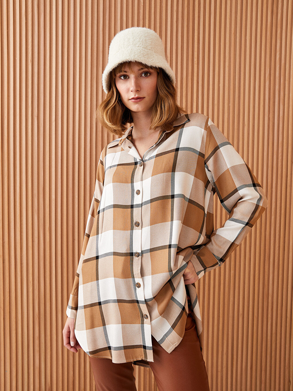 Plaid Long Sleeve Women's Shirt Tunic