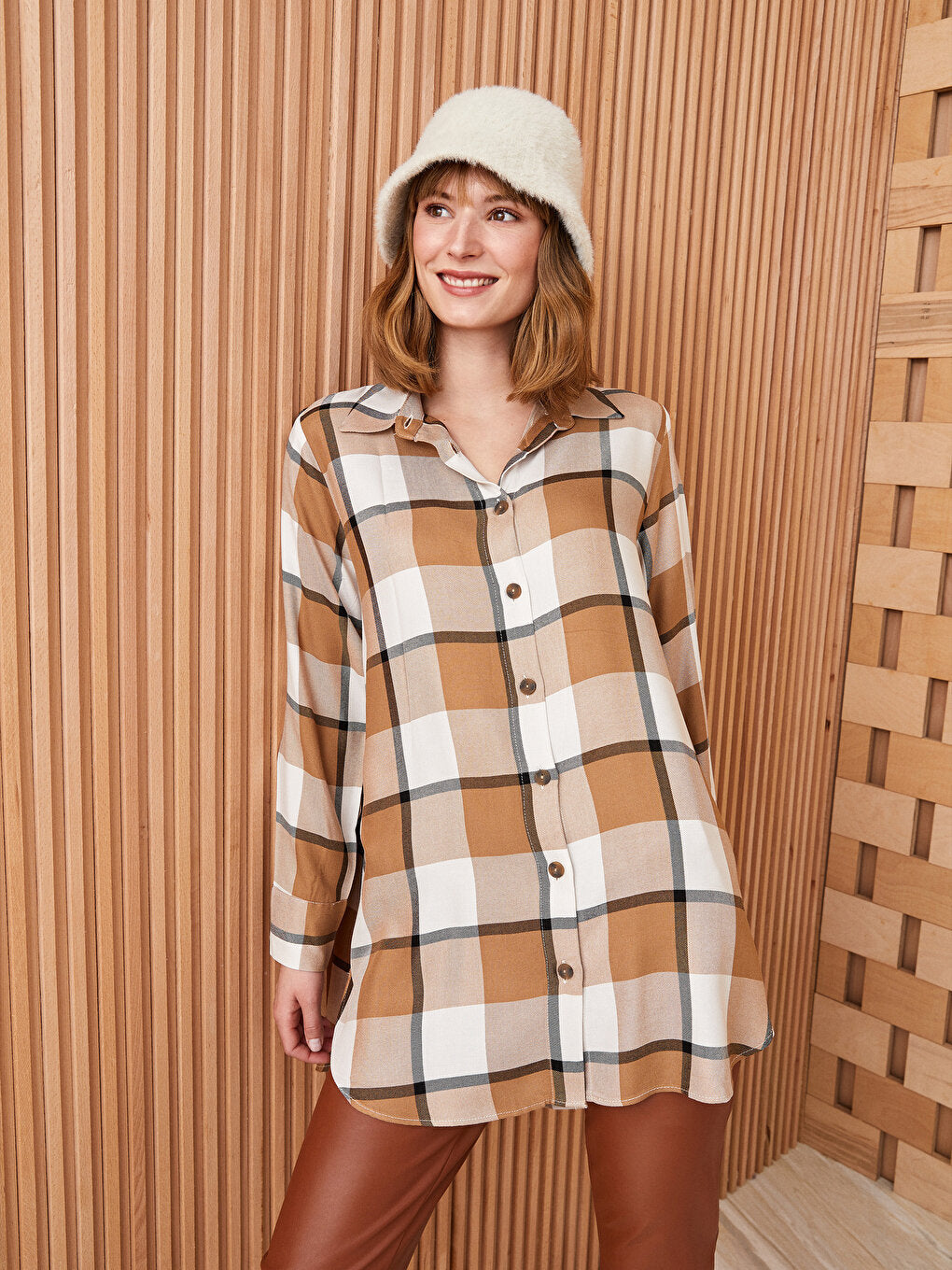 Plaid Long Sleeve Women's Shirt Tunic