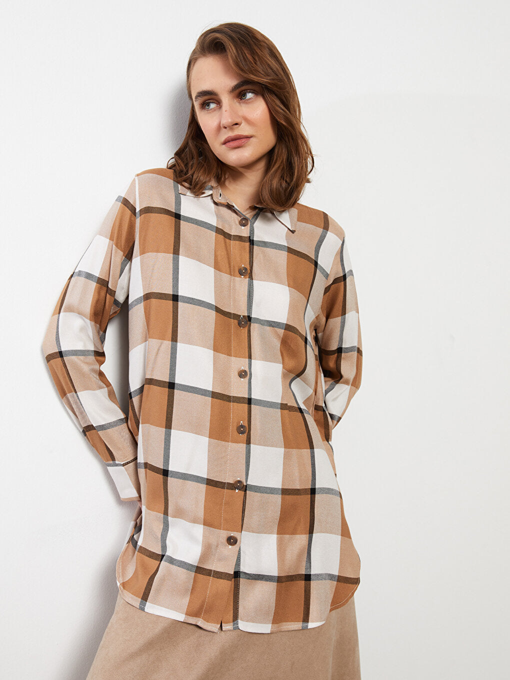 Plaid Long Sleeve Women's Shirt Tunic