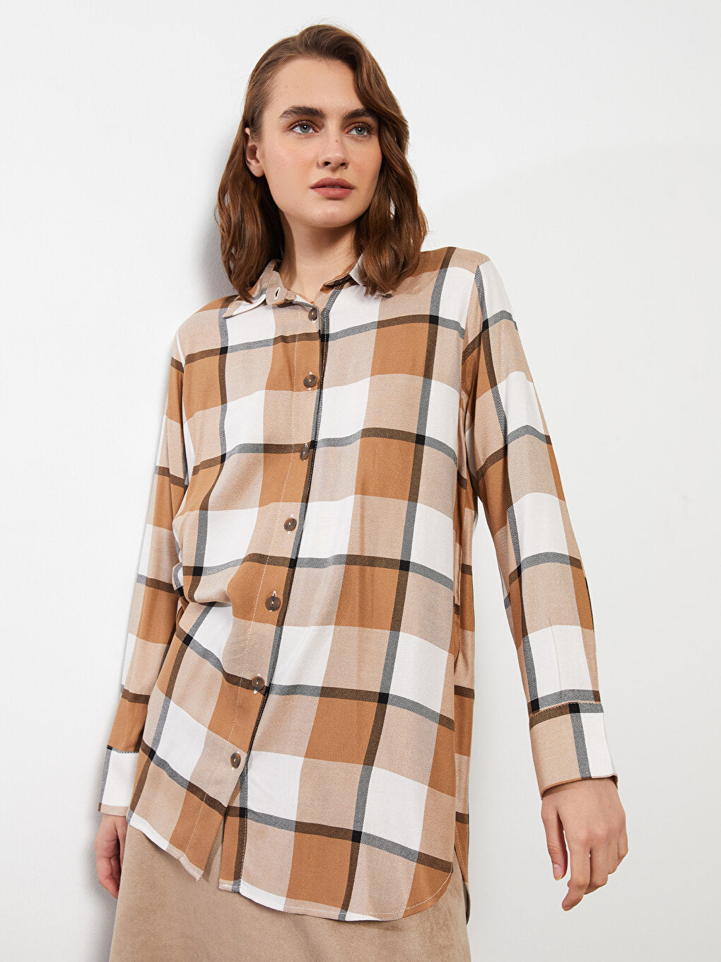 Plaid Long Sleeve Women's Shirt Tunic