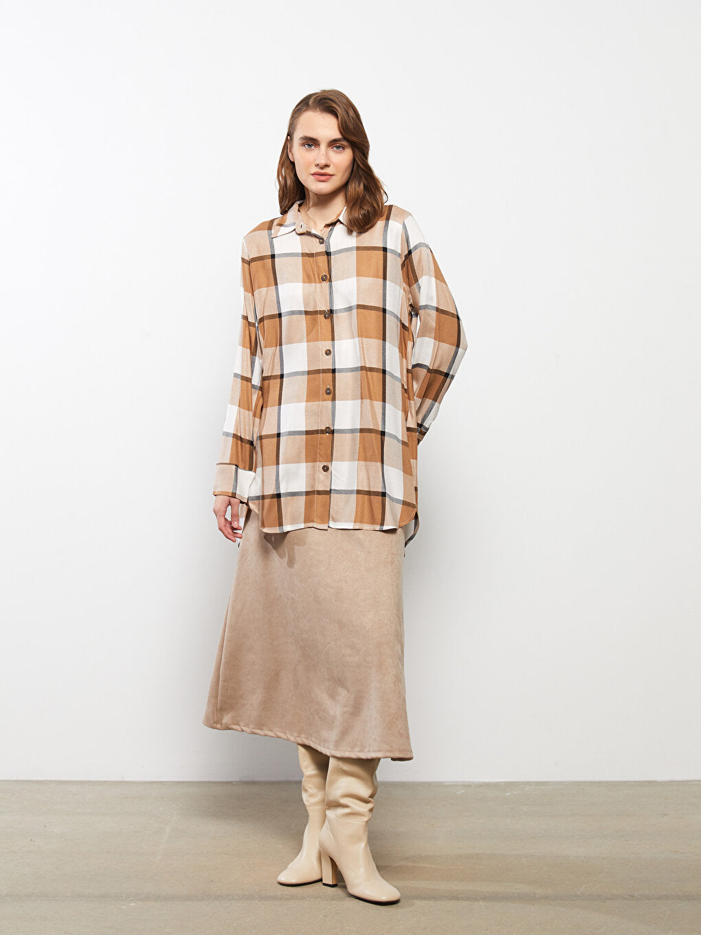 Plaid Long Sleeve Women's Shirt Tunic