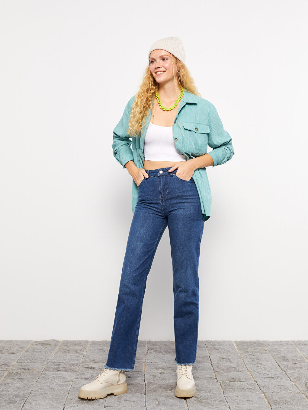 High Waist Straight Women's Jean Trousers