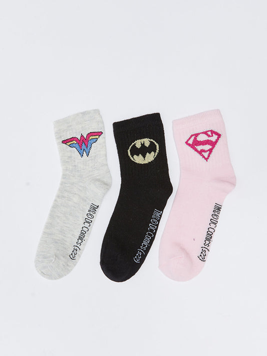 Justice League Patterned Girl's Socks 3-pack