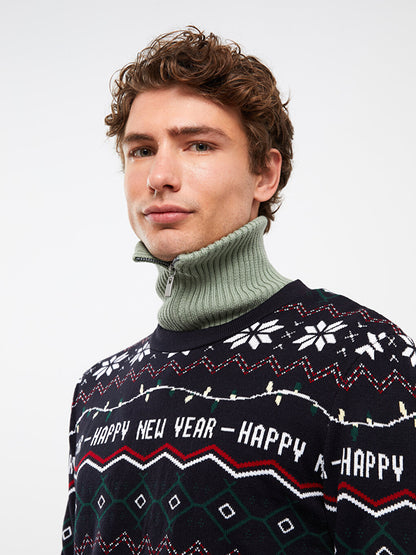 Crew Neck Long Sleeve Men's Knitwear Sweater