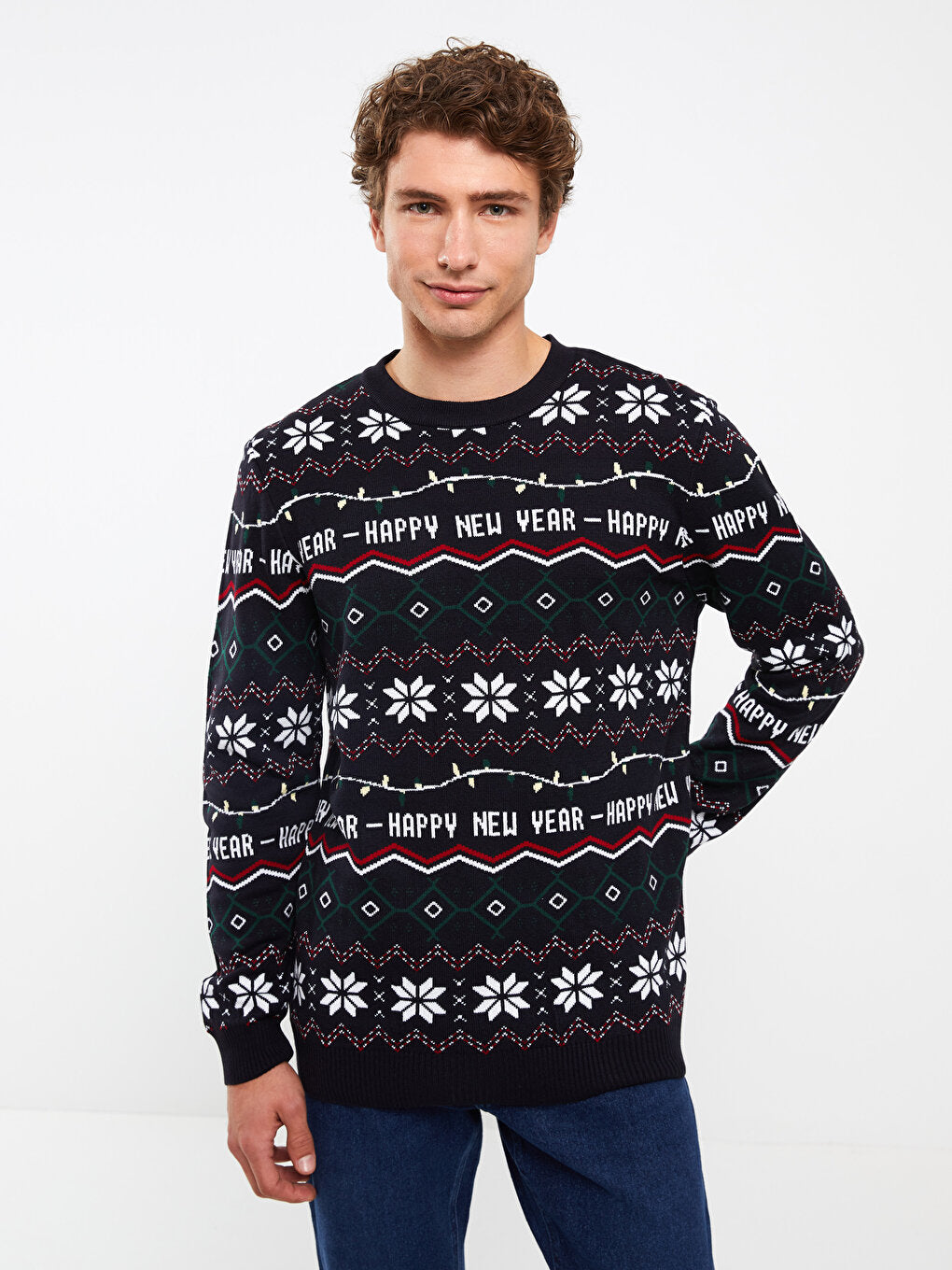 Crew Neck Long Sleeve Men's Knitwear Sweater