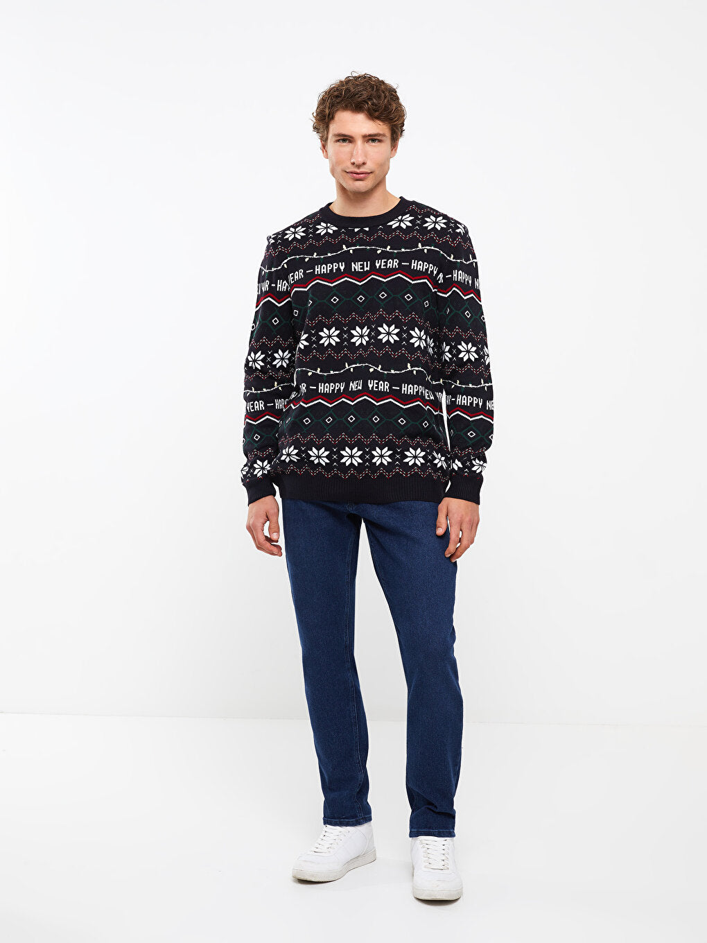 Crew Neck Long Sleeve Men's Knitwear Sweater