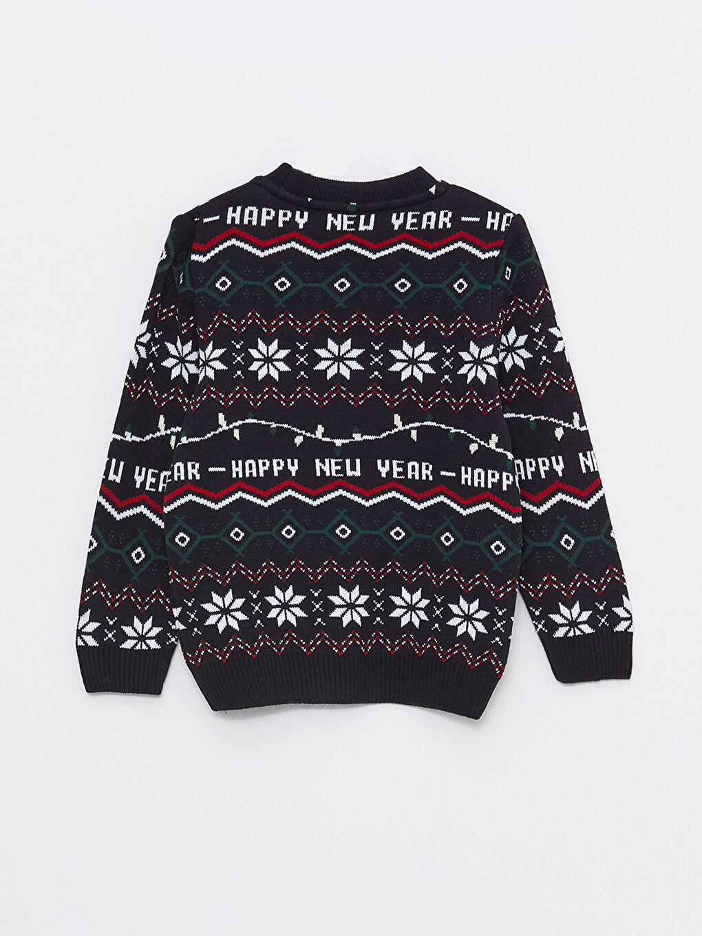 Crew Neck New Year Themed Long Sleeve Boy's Knitwear Sweater