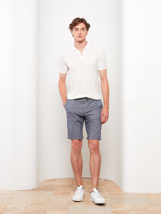 Slim Fit Men's Shorts with Waist Tie Detail