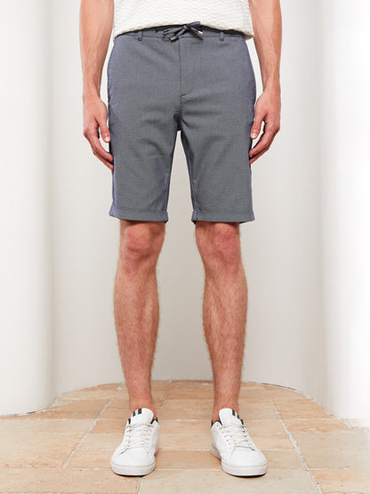 Slim Fit Men's Shorts with Waist Tie Detail