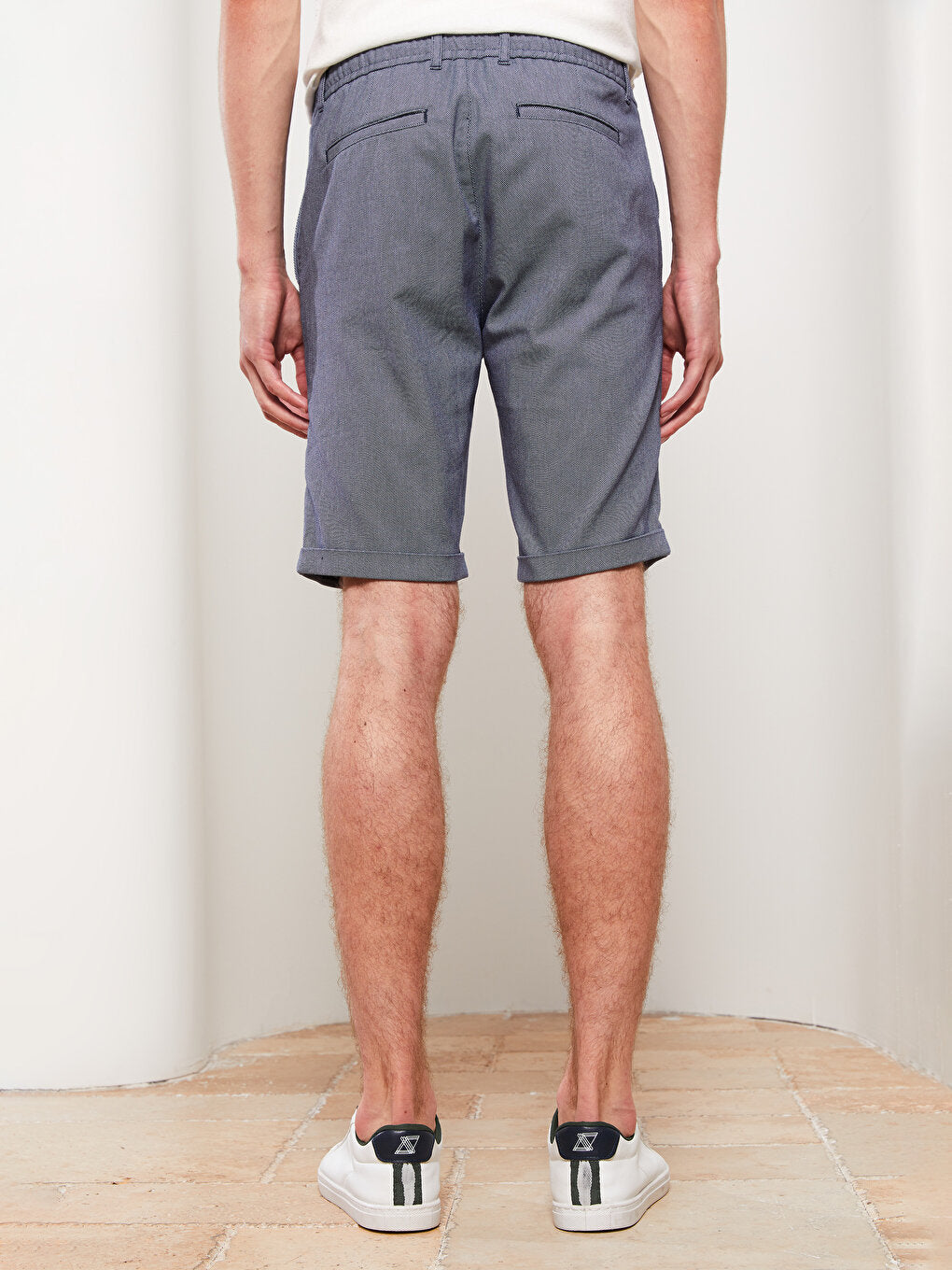 Slim Fit Men's Shorts with Waist Tie Detail